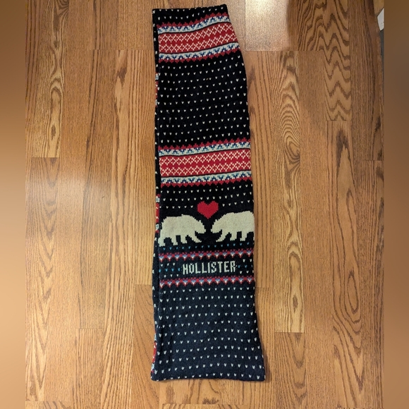 Hollister Rabbit Hair Preppy Y2K Scarf Knitted Bears Heart Winter Warm Infinity - Picture 5 of 6
